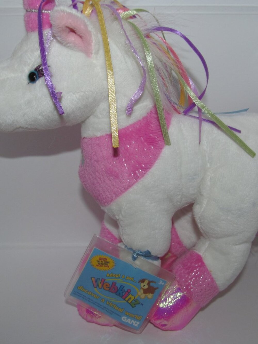 Webkinz Ribbon Unicorn Plush Toy Stuffed Animal NEW AND SEALED CODE Y2K 2000's